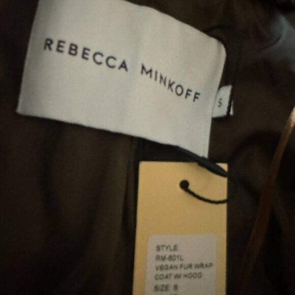Rebecca Minkoff faux fur wrap coat w hood - NEW W TAGS - sz Small - brown - Picture 6 of 14
